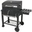 Charcoal BBQ Charcoal Barbecue with Double Steel Grill Garden Grill with Wheels, Bottle Opener and Shelves