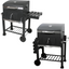 Charcoal BBQ Charcoal Barbecue with Double Steel Grill Garden Grill with Wheels, Bottle Opener and Shelves