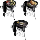 Barbecue a carbonella bbq da giardino esterno bbq grill in acciaio con ruote e coperchio 