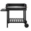 Barbecue a carbonella bbq giardino esterno griglia in acciaio con ruote e ripiano