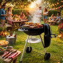 Barbecue a carbonella bbq a carbone grill in acciaio ruote e vassoio portacenere per giardino esterno