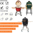 Barbecue a carbonella bbq in ceramica con ruote e ripiani laterali per giardino terrazza balcone