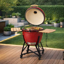 Barbecue a carbone bbq grill in acciaio per balcone veranda con ruote e ripiani laterali