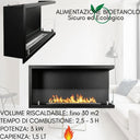 Corner Wall-Mounted Bioethanol Fireplace, 1.5 L, Heating 30 m2