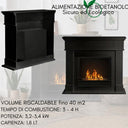 Floor-standing Bioethanol Fireplace, 1.8 LT, Heating up to 30 m2, Stainless Steel Burner - Black