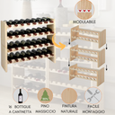 Cave à vin modulaire pour bouteilles de vin en bois de pin naturel 16 stations par module Dimensions 69x27xh30 cm