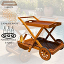 Carrello Portavivande da Giardino Esterno con Portabottiglie e 2 Ruote per piscina terrazzo o patio, con ripiani