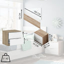 Comodino 2 Cassetti, Mobile Camera da Letto con Testiera, Tavolino da Notte Design Moderno, in Legno Truciolare, 50x38x45h cm – Bianco e Rovere