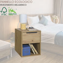 Comodino Camera da Letto 1 Cassetto e Vano a Vista, Tavolino da Notte in Legno Melaminico FSC, Moderno, 38x35x44 cm - Rovere