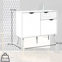 Credenza Mobile Cucina Multiuso, Madia 2 Ante 1 Cassetto con Ripiani, in Legno MDF - Bianco e Rovere 98x39x81 cm