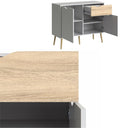 Credenza Mobile Cucina Multiuso, Madia 2 Ante 1 Cassetto con Ripiani, in Legno MDF - Bianco e Rovere 98x39x81 cm