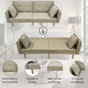 Divano letto 2 posti trasformabile imbottito con cuscini coordinati design moderno salotto e soggiorno in poliestere e spugna