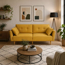 Divano letto 2 posti trasformabile imbottito con cuscini coordinati design moderno soggiorno