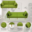 Divano Letto Trasformabile 2 Posti con Cuscini Imbottitura in Spugna Design