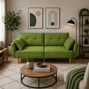 Divano Letto Trasformabile 2 Posti con Cuscini Imbottitura in Spugna Design