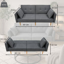 Divano Letto Trasformabile 2 Posti con Cuscini Imbottitura in Spugna Design