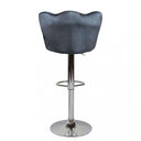 Sgabello regolabile in velluto grigio con base cromata6