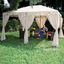 Gazebo 3x4 da Giardino Telo Copertura Poliestere 180 g/mq Ecrù, Struttura in Acciaio per Esterno