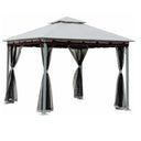 Gazebo 3x3 da giardino esterno telo in poliestere e struttura in acciaio con zanzariera per piscina o terrazzo design