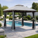 Gazebo 3x3 da giardino esterno telo in poliestere e struttura in acciaio con zanzariera