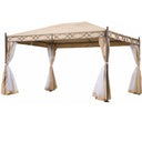 Gazebo da giardino 300x400 con tende e zanzariera in poliestere beige struttura in acciaio verniciato