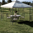 Garden Gazebo 3x3 Polyester Sheet 220 g/m2 Ecru, Painted Steel Structure, Double Roof with Decorated Side Panels