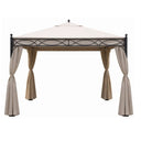 Gazebo da giardino 3x3 telo e zanzariera in poliestere beige struttura in acciaio verniciato per catering o buffet