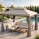 Gazebo 3x4 da Giardino in Alluminio Telo Poliestere Tende e Zanzariere