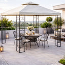 Gazebo da giardino 3x3 telo poliestere ecru e struttura in acciaio per piscina o terrazza