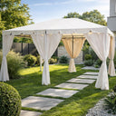 Gazebo da Giardino 3x4 top poliestere teli laterali struttura in acciaio