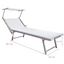 Folding Sun Lounger with Canopy and Cushion, Adjustable Backrest White 189x58x36 cm