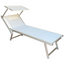 Folding Sun Lounger with Canopy and Cushion, Adjustable Backrest White 189x58x36 cm