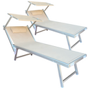 Lot de 2 Chaises Longues Pliantes, pour Jardin avec Auvent, Dossier Réglable - 189x58x86h Taupe