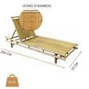 Lettino Prendisole Sdraio Pieghevole da Giardino in Bamboo 200x70 cm