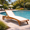 Lettino prendisole sdraio giardino esterno con schienale regolabile in legno di acacia
