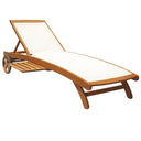 Lettino prendisole sdraio giardino esterno con schienale regolabile in legno e textielene per terrazza o piscina