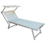 Folding Sun Lounger with Canopy and Cushion, Adjustable Backrest Grey 189x58x36 cm