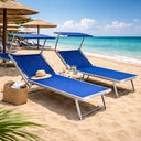Lettino prendisole da giardino esterno con tettuccio e schienale reclinabile per piscina o terrazzo