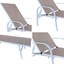 Folding Sun Lounger for Garden, Pool, Sea, in Steel and Textilene with Armrests - 199x68x31h cm Taupe