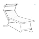 Set 2 Lettino a Sdraio Prendisole Pieghevole con Tettuccio Bianco