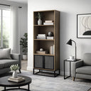 Libreria salvaspazio per soggiorno o ufficio 3 ripiani 2 ante