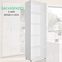 Libreria da Ufficio 5 Ripiani Mobile Multiuso per Casa in Legno FSC Design Moderno - 69x35x200 cmBianco