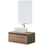 Mobile Bagno Sospeso con Lavabo da Appoggio e Specchio 1 Cassetto Salvaspazio in Legno  80 cm - Rovere di Bordeaux