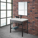 Bathroom Cabinet with Ceramic Sink, Mirror and Siphon, Storage Compartment, in Steel - 80 cm Black