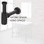 Bathroom Cabinet with Ceramic Sink, Mirror and Siphon, Storage Compartment, in Steel - 60 cm Black