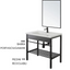 Bathroom Cabinet with Ceramic Sink, Mirror and Siphon, Storage Compartment, in Steel - 60 cm Black