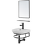 Meuble de salle de bain suspendu avec lavabo en céramique, miroir siphon et étagère 45x36 cm Design Industriel