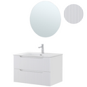 Mobile Bagno Sospeso con Lavabo in Ceramica e Specchio 2 Cassetti 100 cm in Legno - Bianco