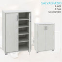 Mobile Multiuso da Casa e Ufficio 2 Ante 5 Ripiani, Armadio Salvaspazio in Legno MDF, Design Moderno - Bianco 60x35x90 cm