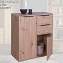 Mobile Multiuso Armadietto 2 Ante 2 Cassetti con Ripiani Salvaspazio in Legno FSC per Soggiorno o Ingresso - 72x35x88 cm Rovere